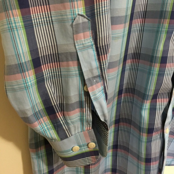 Peter Millar XL Shirt Blue Pink Plaid - Picture 3 of 6